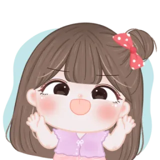 🍓 卡通, 女孩, 可爱, 快乐, 贴纸, 插图 telegram sticker