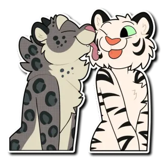 👅 furry, leopard, tiger, licking, affection, cartoon, cute, animal telegram sticker