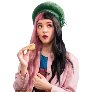 👀 Melanie Martinez cantante, rosa, negro, pelo, comida, dona telegram sticker