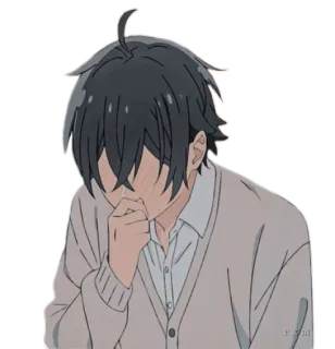 🤭 Anime, traurig, weinend, Junge, Cartoon, emotional telegram sticker