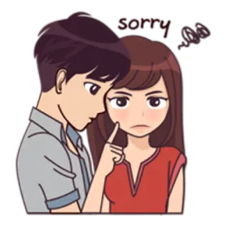 😥 sorry Entschuldigung, Paar, Cartoon, Beziehung, traurig, emotional, Vergebung whatsapp sticker