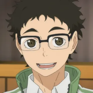 🏐 anime, man, glasses, character, portrait, smile telegram sticker
