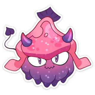 😈 Mostro, Cartone animato, Carino, Diavolo, Viola, Rosa whatsapp sticker