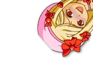 😝 Anime, Mädchen, Blond, Rote Schleifen, Perlenkette whatsapp sticker