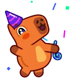 🥳 귀여운, 동물, 생일, 파티, 축하, 만화 telegram sticker
