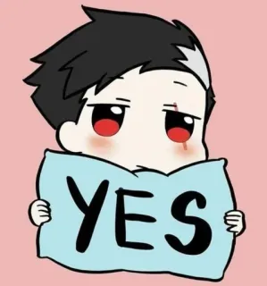 ✅ YES ใช่, ตกลง, บวก, ยืนยัน, การ์ตูน, อนิเมะ telegram sticker