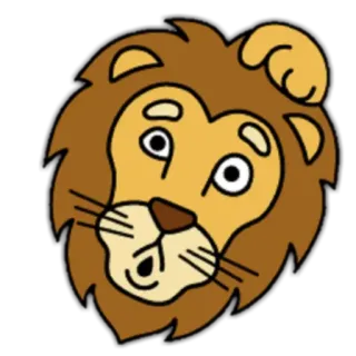🦁 lion, animal, dessin animé, tête, faune whatsapp sticker