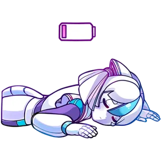 😴 로봇, 피곤한, 배터리, 배터리 부족, 만화, 지친 telegram sticker