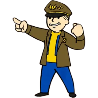 👉 Vault Boy Fallout Vault Boy, Fallout, Quân đội, Sĩ quan, Chỉ telegram sticker