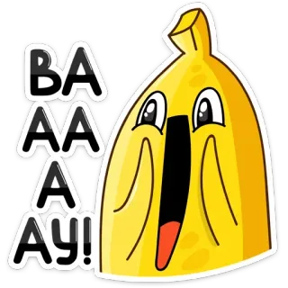 😱 BAAAAAY! Banane, Cartoon, Ausruf, süß, lustig, Essen telegram sticker
