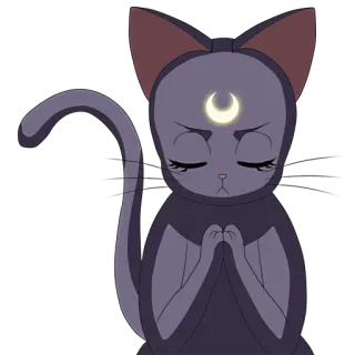 🙏 Luna Sailor Moon 猫, アニメ, ルナ, セーラームーン, 月, 魔法 telegram sticker