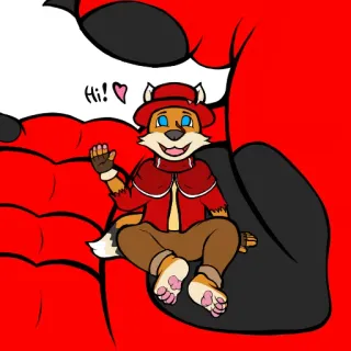 👋 Hi! cartoon, fox, animal, cute, hat, red telegram sticker