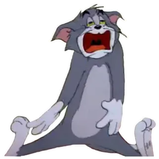 ✊️ Tom Cat Tom and Jerry dessin animé, chat, fatigué, bâillement, épuisé, personnage telegram sticker