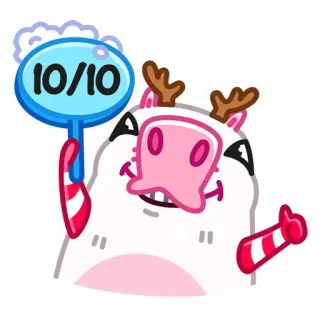 👍 10/10 note, mignon, autocollant, parfait, positif, score, dessin animé telegram sticker