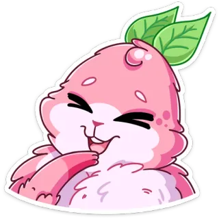 😂 dessin animé, autocollant, mignon, animal, rose, joyeux, feuille, expression, kawaii telegram sticker