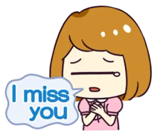 😢 I miss you miss you, cartoon, sad, emotional, girl whatsapp sticker