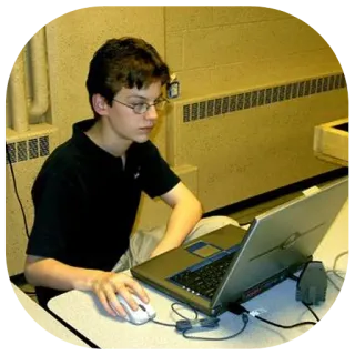 💪 boy, laptop, computer, student, technology, indoors telegram sticker