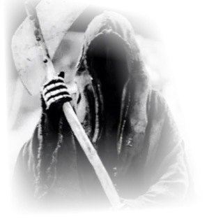 😱 grim reaper, death, hooded figure, axe, weapon, dark, spooky, scary telegram sticker