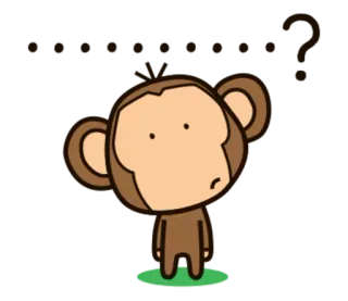 🐵 ??????? ลิง, คำถาม, สัตว์, การ์ตูน, สีน้ำตาล telegram sticker