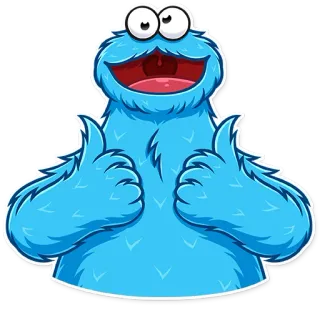 👍 Cookie Monster krümelmonster, sesamstraße, cartoon, figur, daumen hoch, monster, blau telegram sticker
