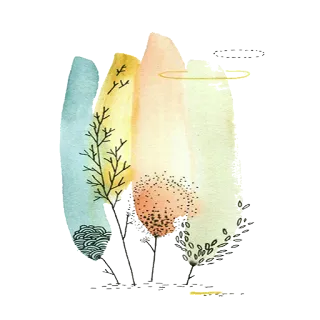🌲 Acuarela, Abstracto, Árboles, Naturaleza, Arte telegram sticker
