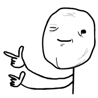 😐 Meme, Trollface, Fingerpistole, Internet Meme, Zeigen, Humor telegram sticker