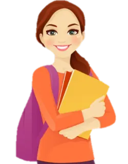 😁 Cartoon, Mädchen, Schüler, Schule, Bücher whatsapp sticker