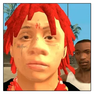 ✂️ gta san andreas, grand theft auto, игра, персонаж, trippie redd, мультфильм, игрок whatsapp sticker