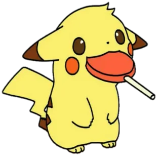 🍭 Pikachu Pokemon โปเกมอน, ปิกาจู, การ์ตูน, สัตว์, อมยิ้ม, น่ารัก telegram sticker
