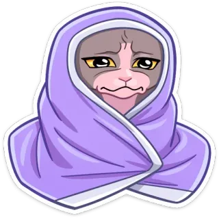 ☹ cat, sad, towel, cute, animal, sticker telegram sticker