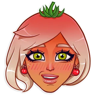 😳 tomat, anime, kartun, wajah, wanita telegram sticker