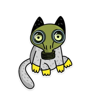 😷 고양이, 방독면, 동물, 만화, 스티커 telegram sticker