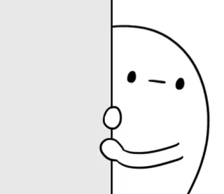 🥚 Desenho animado, Personagem, Branco, Minimalista, Espiando, Simples telegram sticker