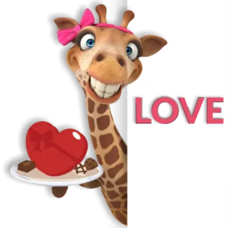 ❤ LOVE Giraffe, Liebe, Herz, Tier, Cartoon telegram sticker
