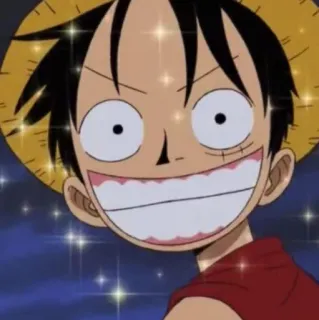 🍖 Monkey D. Luffy One Piece Anime, Monkey D. Luffy, One Piece, Charakter, Lächeln telegram sticker