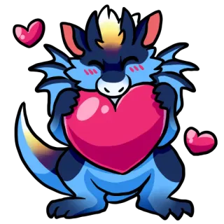 ❤ dragon, heart, love, cute, cartoon, animal, kawaii, sticker whatsapp sticker