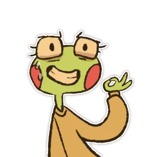 😅 kikker, bril, cartoon, personage, illustratie, sticker telegram sticker