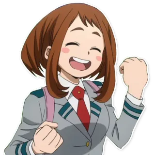 😀 Ochaco Uraraka My Hero Academia anime, ochaco uraraka, my hero academia, character, smile, cheerful telegram sticker
