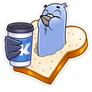 ☕️ K bird, sandwich, coffee, cute, cartoon, blue telegram sticker