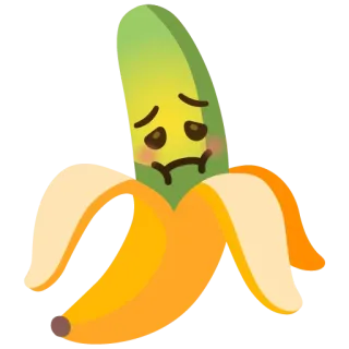 🤢 กล้วย, ผลไม้, เศร้า, การ์ตูน, อิโมจิ, น่ารัก, เปลือก, สีเหลือง telegram sticker