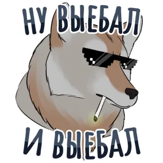 😎 НУ ВЫЕБАЛ
И ВЫЕБАЛ собака, сигарета, солнцезащитные очки, пиксельный, мем telegram sticker
