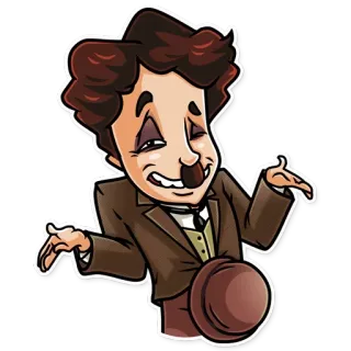 ☺️ Charlie Chaplin 查理·卓别林, 演员, 电影, 喜剧演员, 无声电影, 复古 telegram sticker