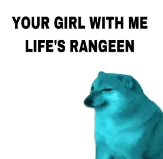 😂 Cheems Doge memes YOUR GIRL WITH ME LIFE'S RANGEEN cheems, doge, meme, dog, humor, rangeen telegram sticker