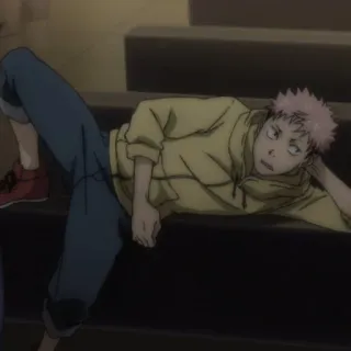 🍂 Yuji Itadori Jujutsu Kaisen Anime, Charakter, Jujutsu Kaisen, Yuji Itadori, Liegend whatsapp sticker