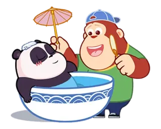 🐼 Panda, Mono, Baño, Dibujos animados, Lindo, Animales whatsapp sticker