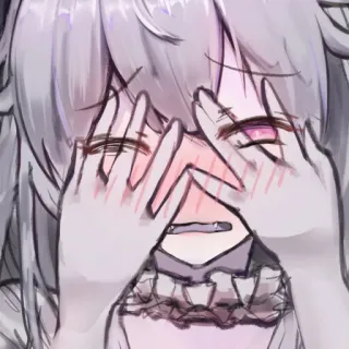 😣 Anime, Meisje, Blozen, Leuk, Kawaii, Illustratie telegram sticker