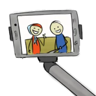 📱 selfie, amis, dessin animé, dessin, téléphone telegram sticker