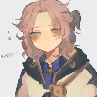 🍂 Albedo Genshin Impact sleepy... 알베도, 원신, 애니, 졸린, 피곤한, 게임 캐릭터 telegram sticker