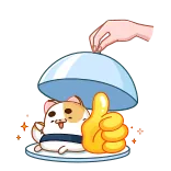 👍 mèo, dễ thương, thích, tích cực, đồ ăn, hoạt hình telegram sticker