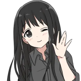 👋 Anime, Mädchen, winkend, Cartoon, Kawaii telegram sticker